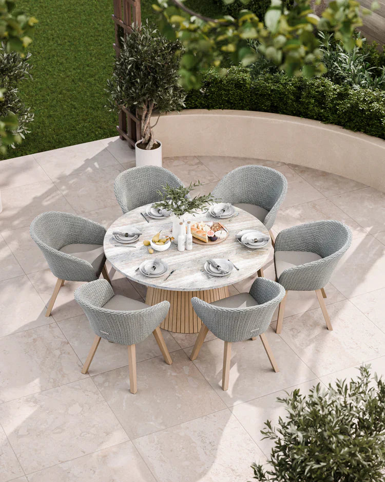 Royal Craft - Jupiter 6 Seater Round Conical Dining Set with Sol Dining Chairs