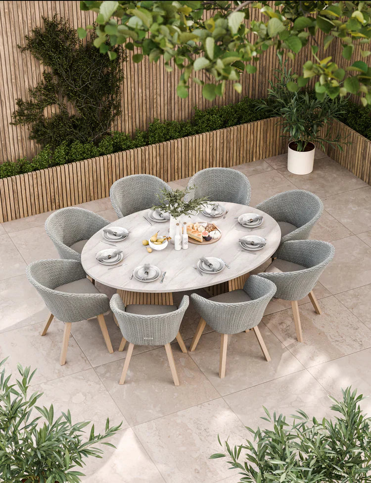 Royal Craft - Saturn 8 Seater Ellipse D Conical Dining Set with Sol Dining Chairs