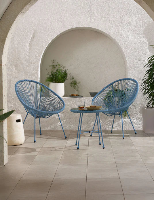 Royal Craft - Monaco 2 Seater Egg Chair Bistro Set - Light Blue
