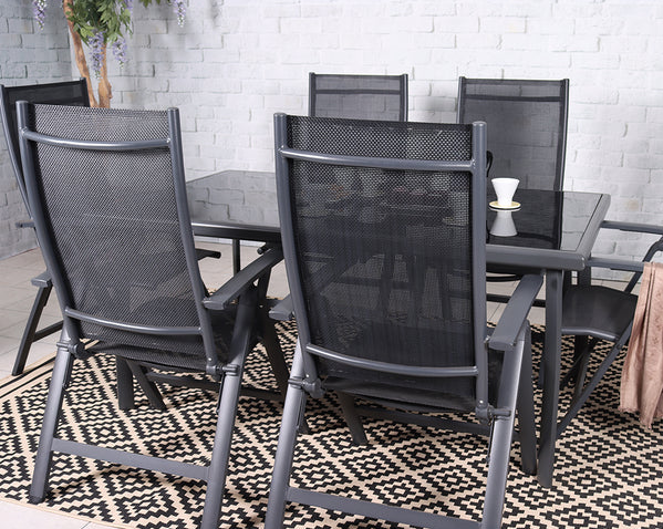 Sorrento 6 Seater Rectangular Deluxe Recliner Set | SOR160XRECBLK | AMIR