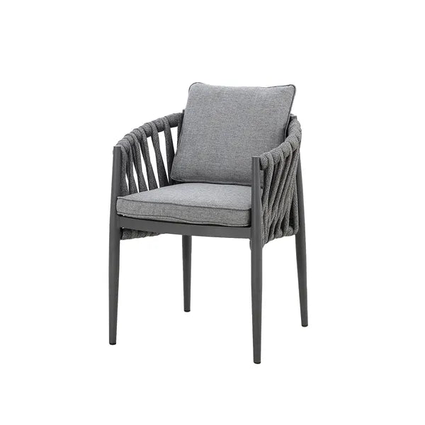 Milan Rope Weave Pair of Dining Chairs - Cool Linen