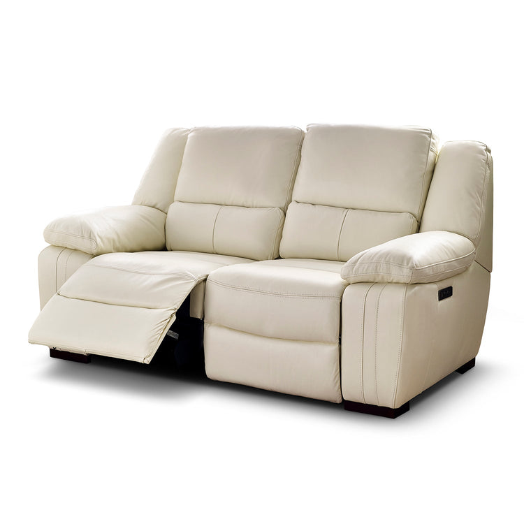 Fallon Full Leather Cream Recliner or Static Sofa Collection | Homeflair