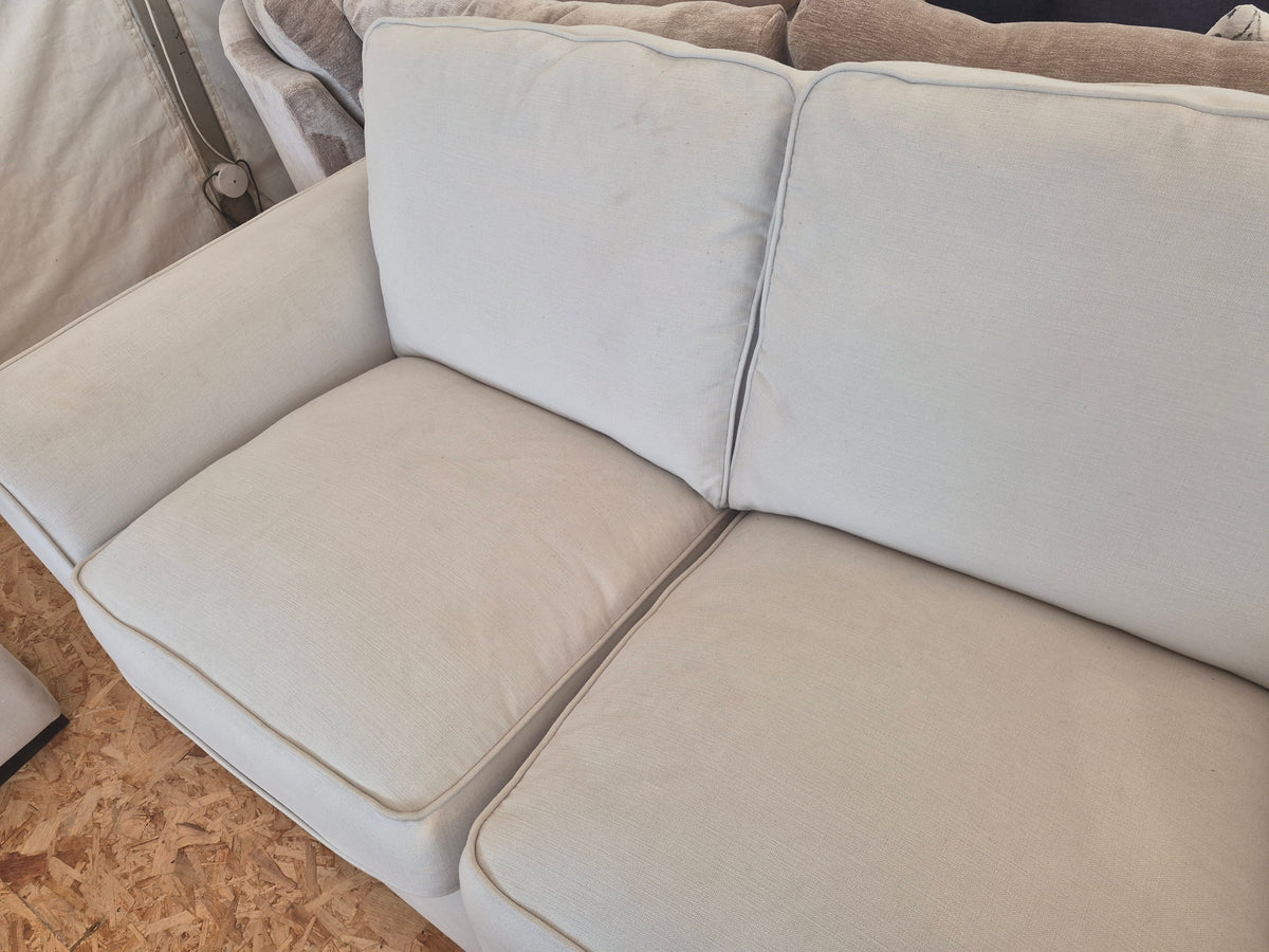 Ex-Display Rio White Linen-Style 2 + 2 Seater Sofa Set (Damaged)
