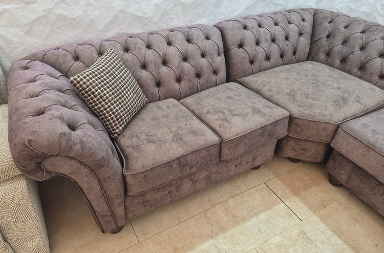 Ex-Display Winchester Brown Fabric Corner Sofa (SUN FADED)