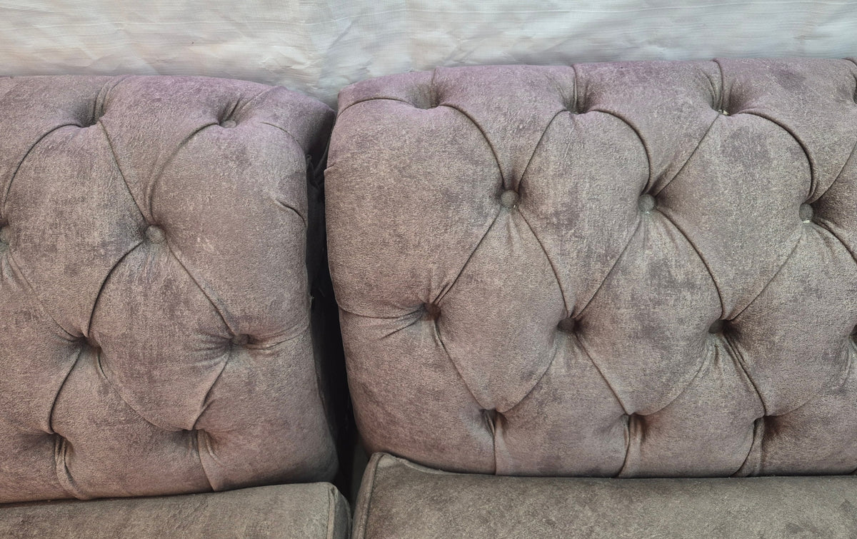 Ex-Display Winchester Brown Fabric Chesterfield Corner Sofa (Sun Faded)