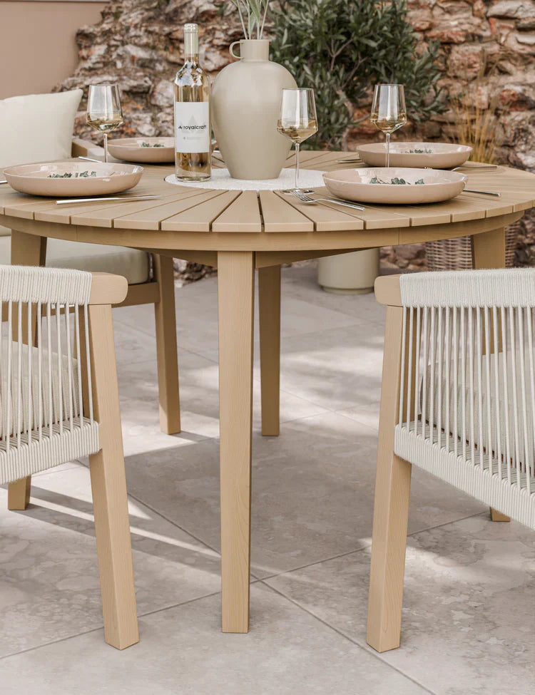 Royal Craft - Roma 4 Seater Round Sunray with Terrazzo Insert Dining Set with Roma Dining Chairs
