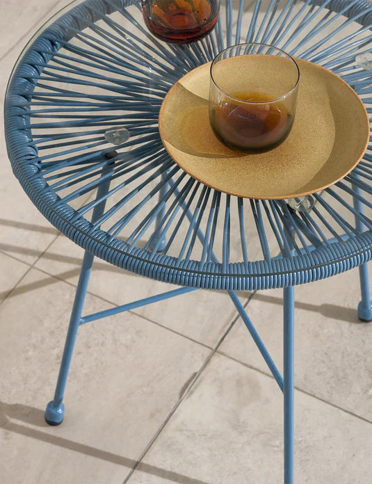 Royal Craft - Monaco 2 Seater Egg Chair Bistro Set - Light Blue
