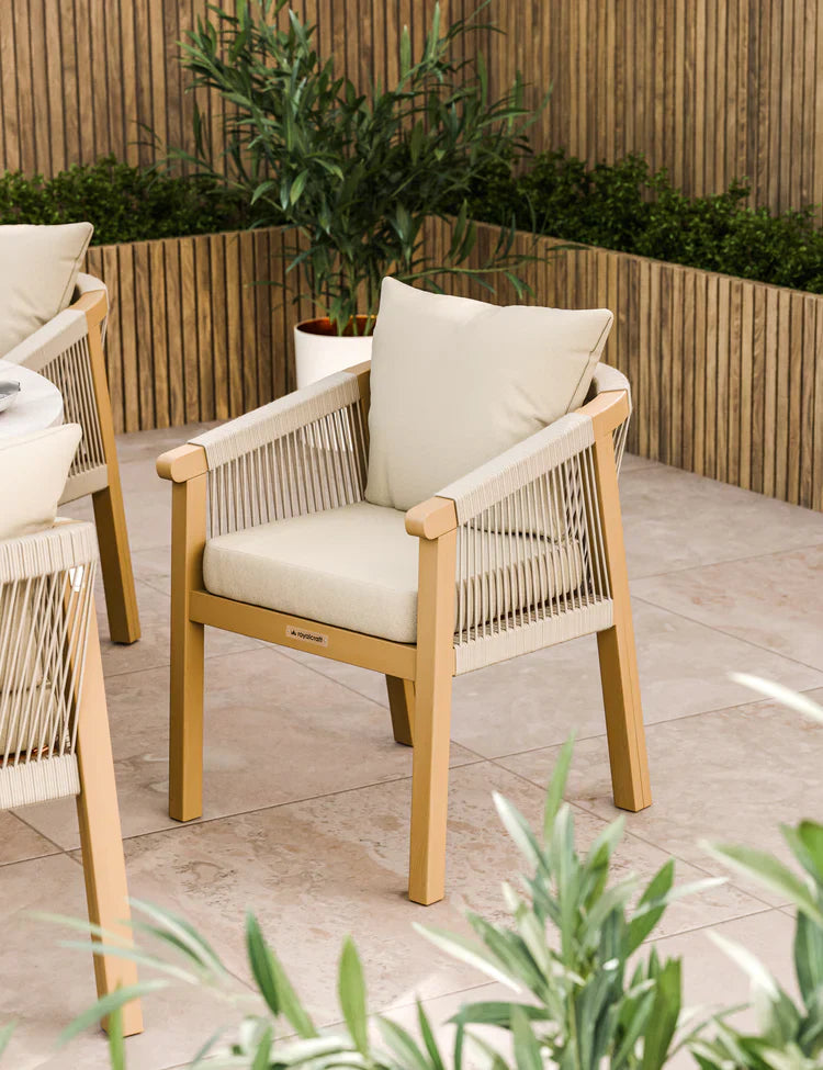 Royal Craft - Saturn 6 Seater Round Conical Dining Set with Roma Dining Chairs