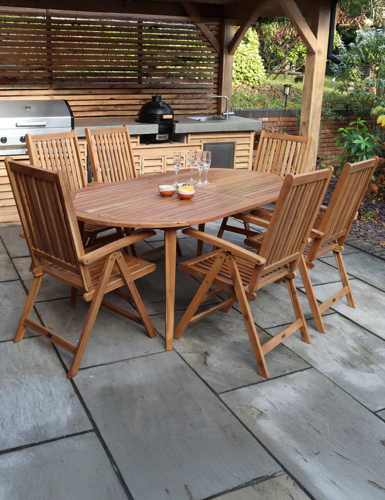 Royal Craft - Ellipse 6 Seater Dining Set with Manhattan Recliner Armchairs