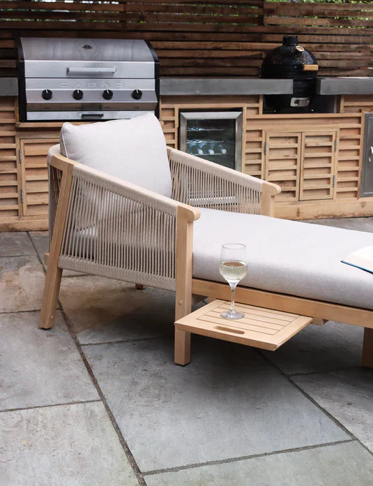 Royal Craft - Roma Rope Sun Lounger with Pull-out Side Table