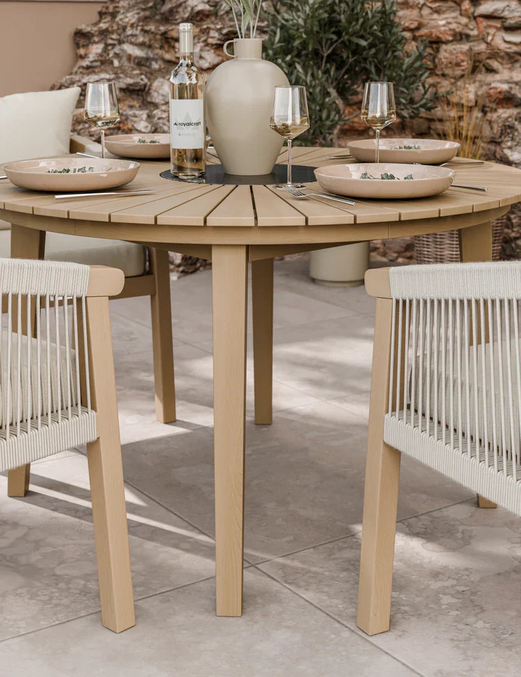 Royal Craft - Roma 4 Seater Round Sunray with Black Granite Insert Dining Set with Roma Dining Chairs