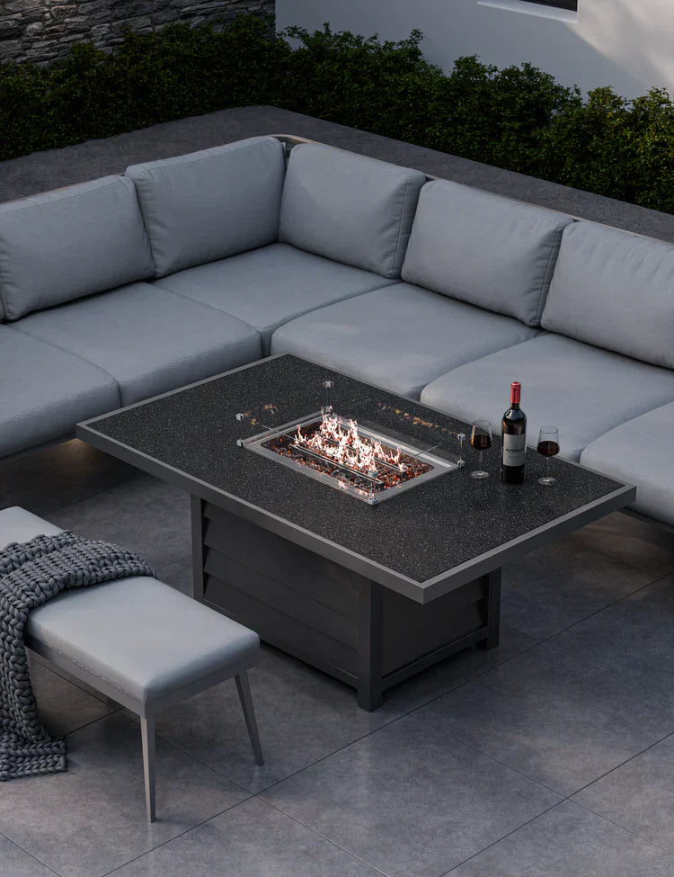 Royal Craft - Mayfair Corner Lounging Set with Fire Pit Table and 1 Bench
