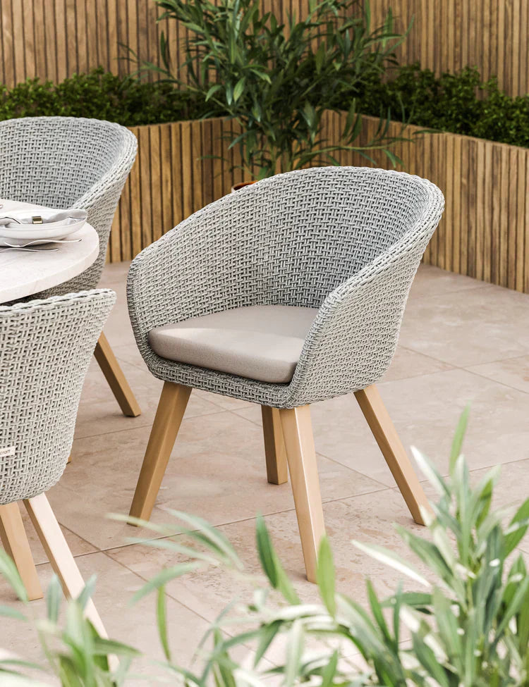 Royal Craft - Saturn 6 Seater Round Conical Dining Set with Sol Dining Chairs