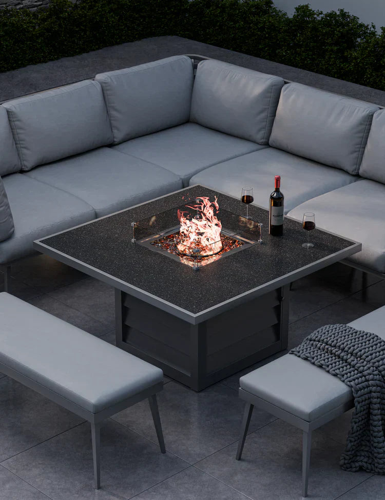 Royal Craft - Mayfair Corner Lounging Set with Fire Pit Table and 2 Benches