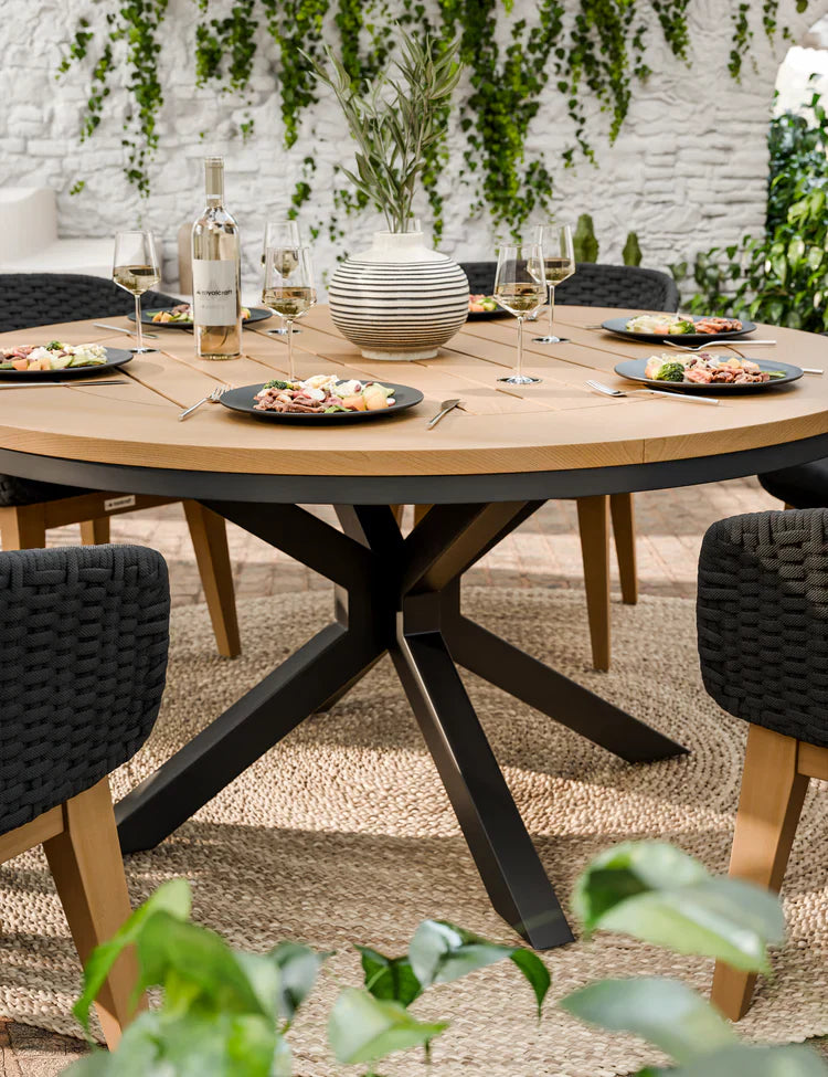 Royal Craft - Tuscany 6 Seater Round Dining Set with Eden Night Dining Chairs