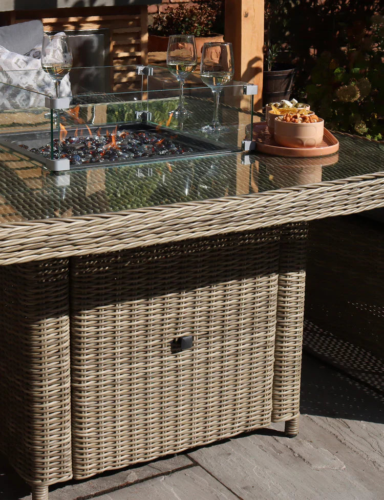 Royal Craft - Wentworth 8 Seater Deluxe Modular Corner Dining & Lounging Set with Square Fire Pit Table