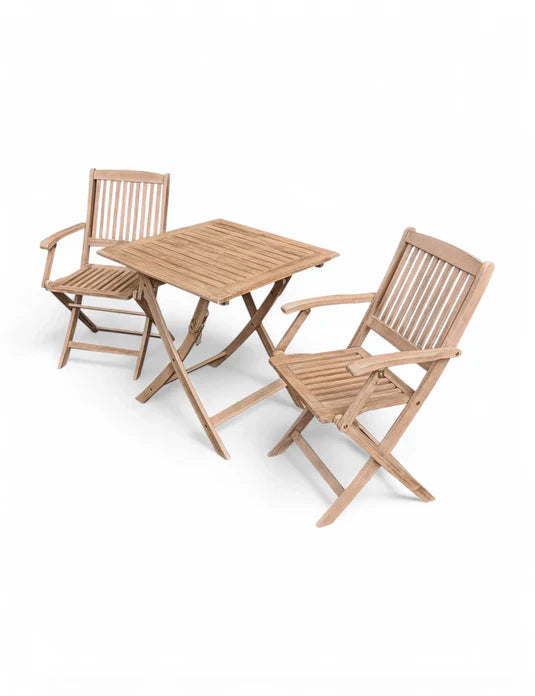Royal Craft - London 2 Seater Square Folding Bistro Set with London Folding Armchairs
