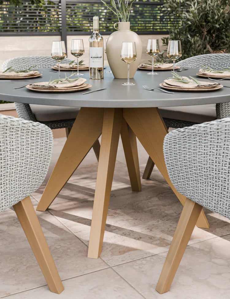 Royal Craft - Luna 6 Seater Concrete Dining Set with Sol Dining Chairs