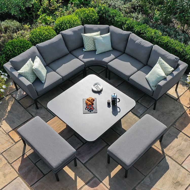 Maze Rattan - Outdoor Fabric Pulse Deluxe Square Corner Dining Set