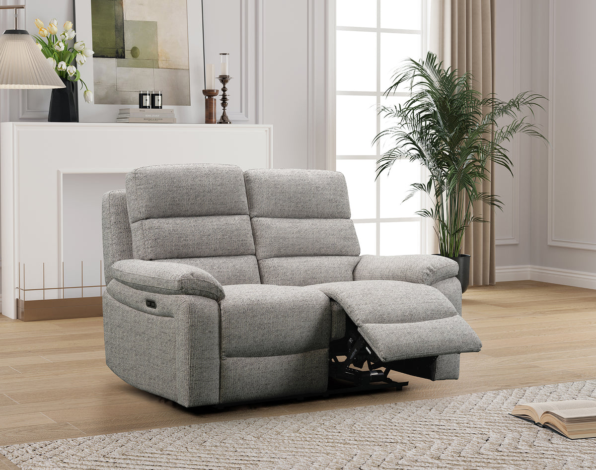 Westbury Pale Grey Fabric Electric Recliner Sofa Collection with USB