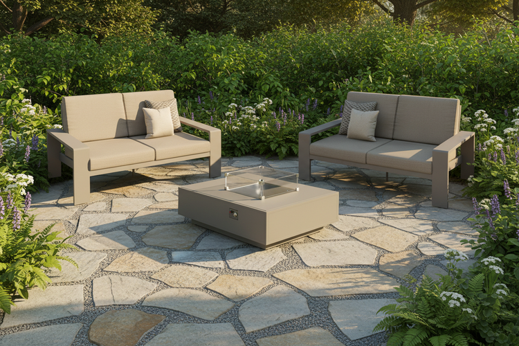 Venus Aluminium 2 x 2 Seater Sofas + Firepit Table | Venu0466_0527