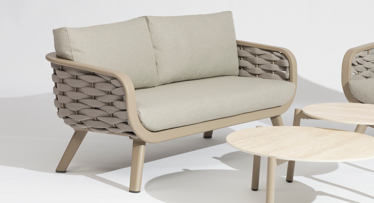 Monroe Grey 4 Seater Garden Sofa Set with 2 Seater, Armchairs & Nesting Tables