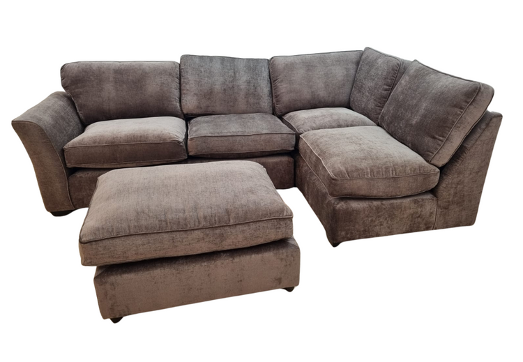 Ex-Display Dorset Fabric Corner Sofa w/ Footstool in Dark Grey