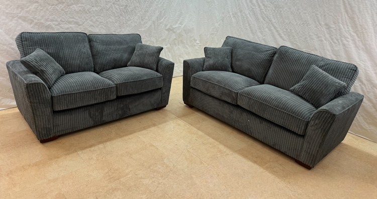 Cord Fantasia Ex-Display Grey Fabric 3 + 2 Seater Sofa Set | EXCOR