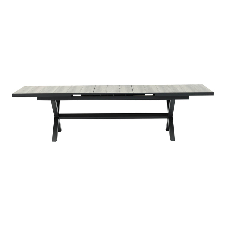 Vienna 6 - 10 Seat Extending Rectangular Dining Table with Charcoal Aluminium Frame