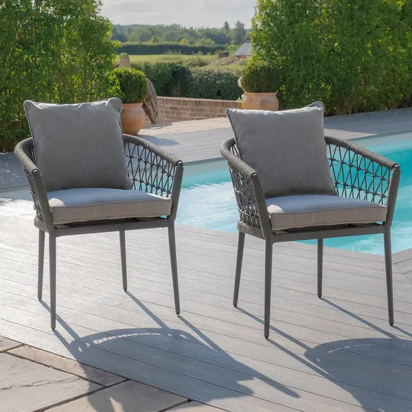 Outdoor Fabric Pair of Ibiza Dining Chairs - Oatmeal