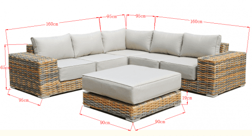 Rattan Malibu Grey Corner Large Luxury Sofa Set | MALI169GJ