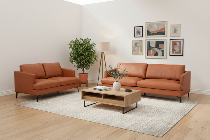 Jasper Rust Faux Leather Sofa Collection on Black Metal Legs | VIDA Living