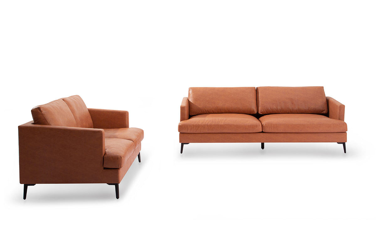 Jasper Rust Faux Leather Sofa Collection on Black Metal Legs