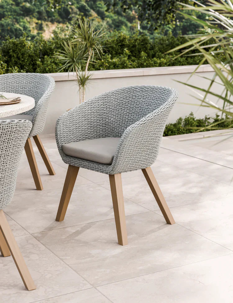 Royal Craft - Astral 6 Seater Round Concrete Terrazzo Dining Set with Sol Dining Chairs