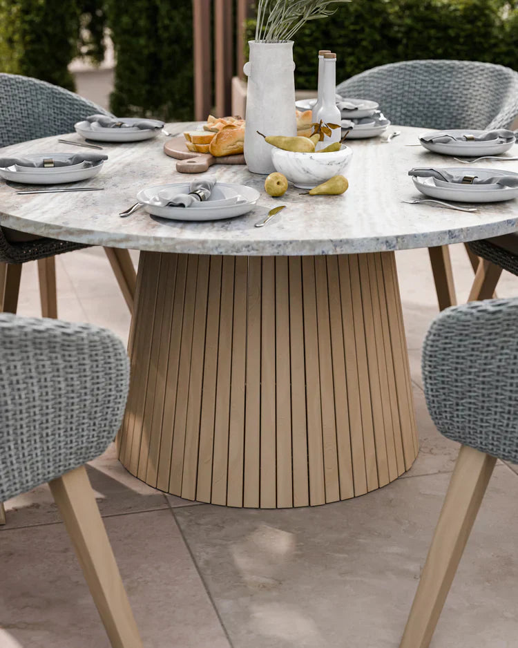 Royal Craft - Jupiter 6 Seater Round Conical Dining Set with Sol Dining Chairs