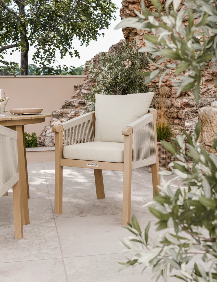 Royal Craft - Roma 4 Seater Round Sunray with Terrazzo Insert Dining Set with Roma Dining Chairs