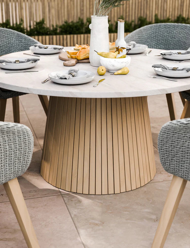 Royal Craft - Saturn 6 Seater Round Conical Dining Set with Sol Dining Chairs