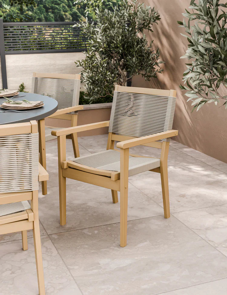 Royal Craft - Luna 6 Seater Concrete Dining Set with Roma Stacking Chairs