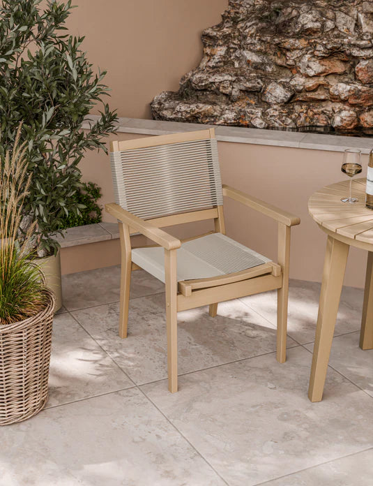 Royal Craft - Roma 80cm Round Sunray Bistro Set with Roma Rope Stacking Chairs