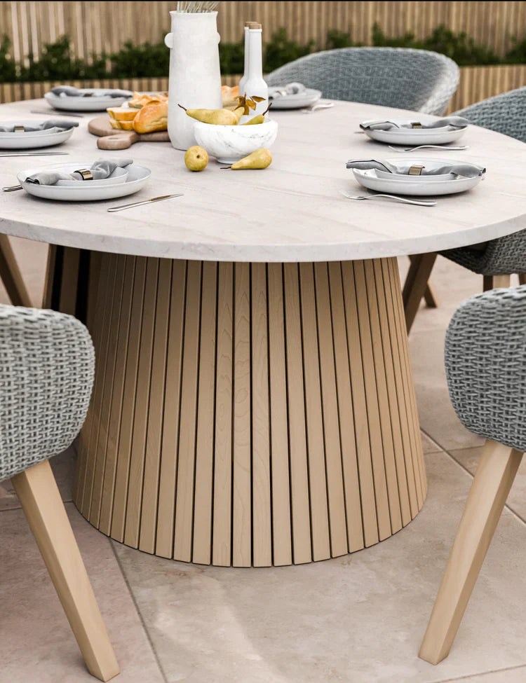 Royal Craft - Saturn 6 Seater Ellipse D Conical Dining Set with Sol Dining Chairs