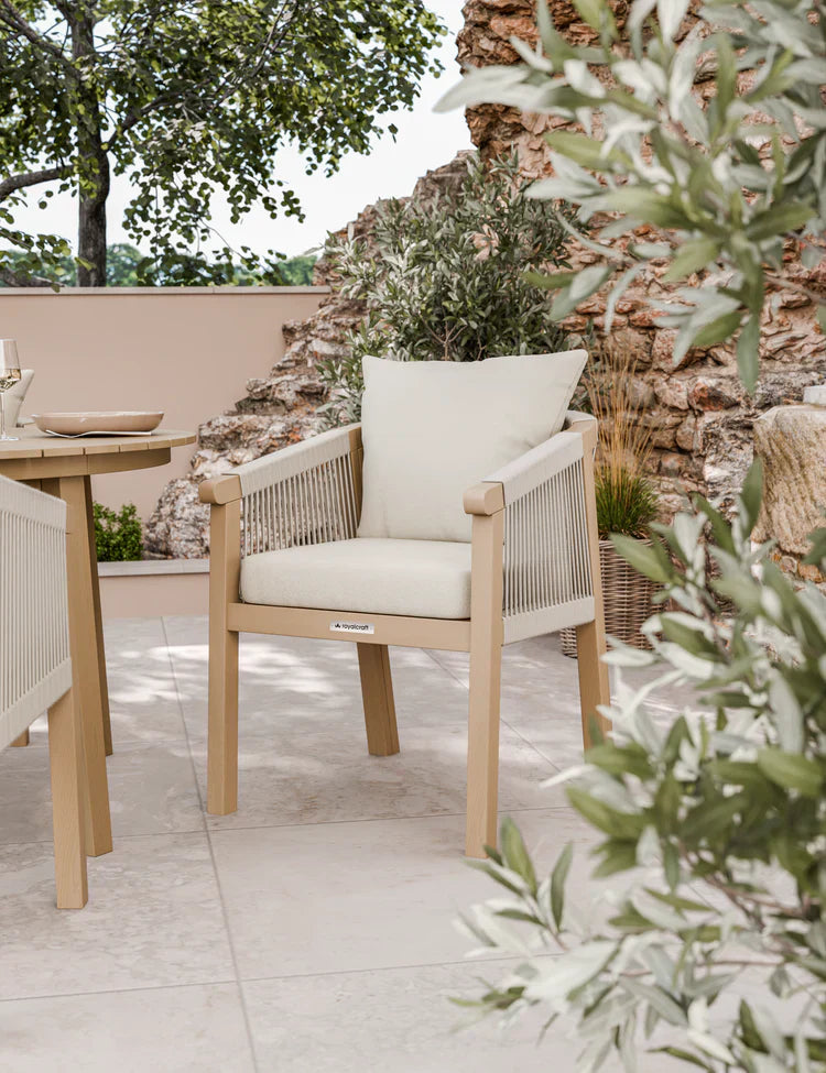 Royal Craft - Roma 4 Seater Round Sunray with Black Granite Insert Dining Set with Roma Dining Chairs