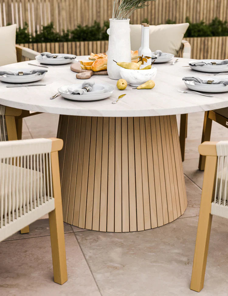 Royal Craft - Saturn 6 Seater Round Conical Dining Set with Roma Dining Chairs