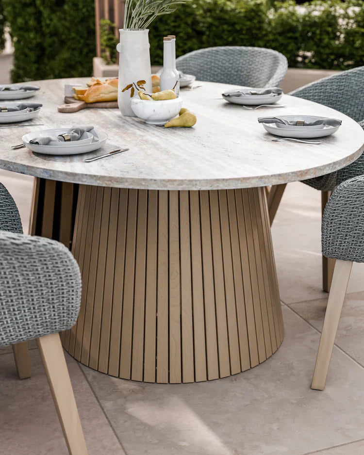 Royal Craft - Jupiter 6 Seater Ellipse D Conical Dining Set with Sol Dining Chairs