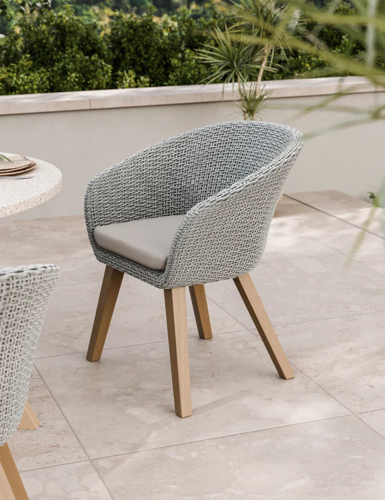 Royal Craft - Astral 4 Seater Round Terrazzo Concrete Dining Set with Sol Dining Chairs