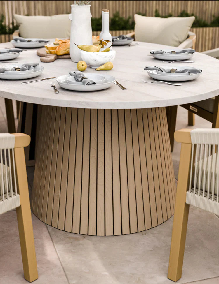 Royal Craft - Saturn 8 Seater Ellipse D Conical Dining Set with Roma Dining Chairs