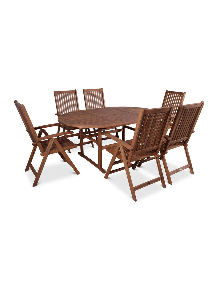 Royal Craft - Turnbury 6 Seater Manhattan Recliner Round Extending Dining Set