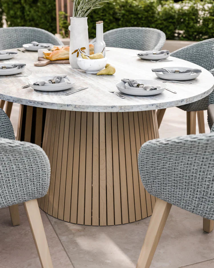 Royal Craft - Jupiter 8 Seater Ellipse D Conical Dining Set with Sol Dining Chairs