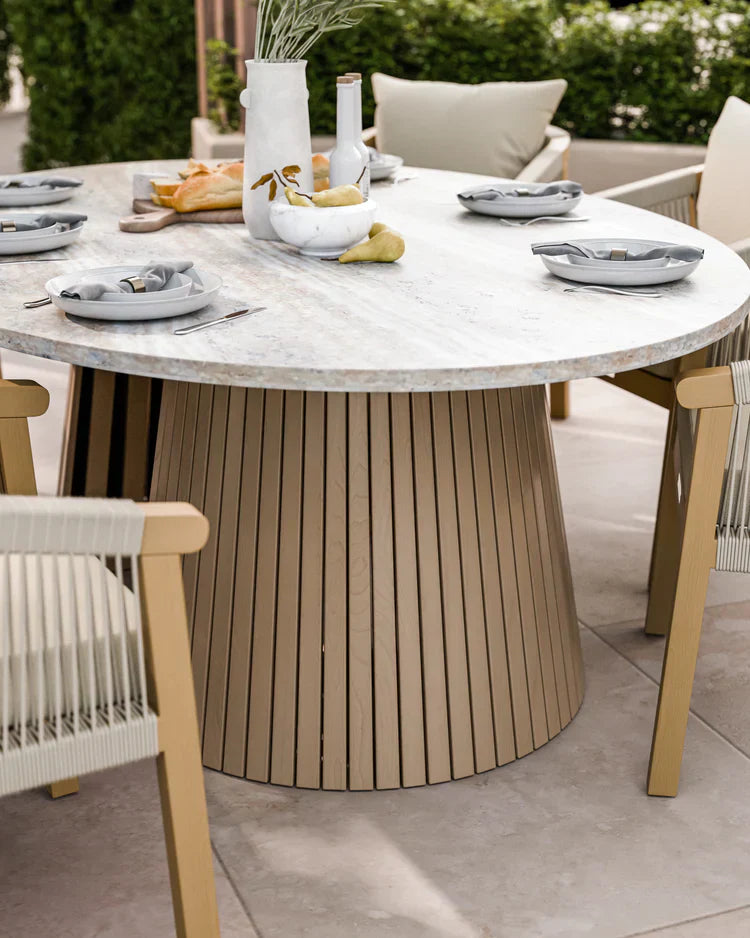 Royal Craft - Jupiter 6 Seater Ellipse D Conical Dining Set with Roma Dining Chairs
