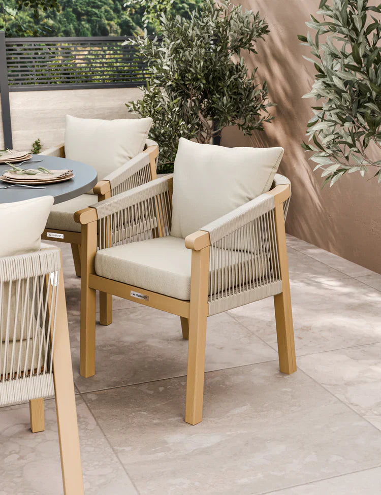Royal Craft - Luna 6 Seater Concrete Dining Set with Roma Dining Chairs