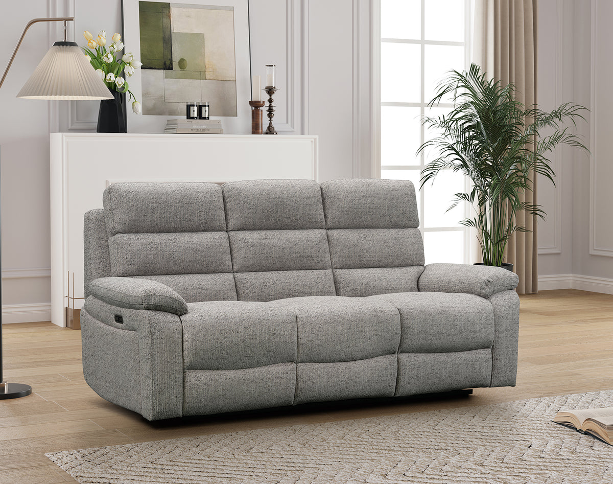 Westbury Pale Grey Fabric Electric Recliner Sofa Collection with USB